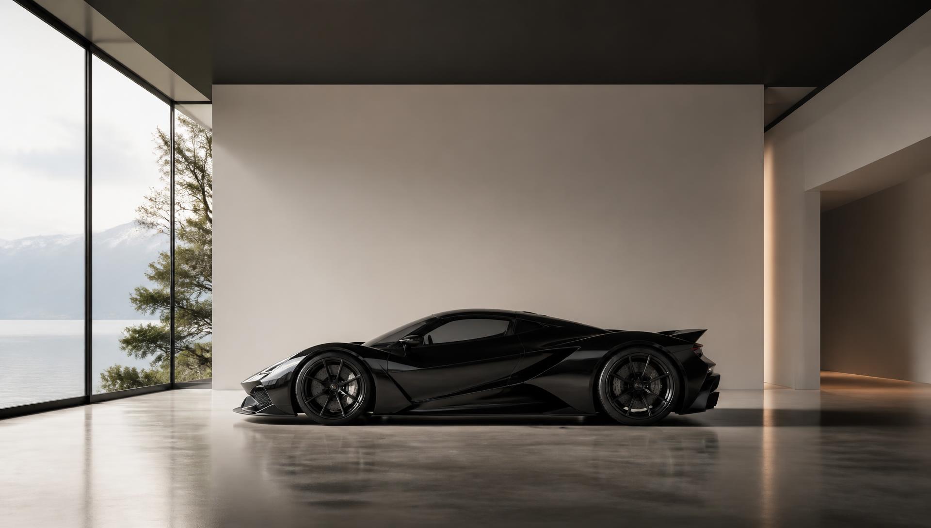 Hypercar dans un showroom premium à Genève